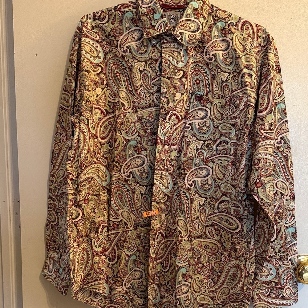 Cinch small Colorful Paisley Shirt starched - Picture 3 of 5